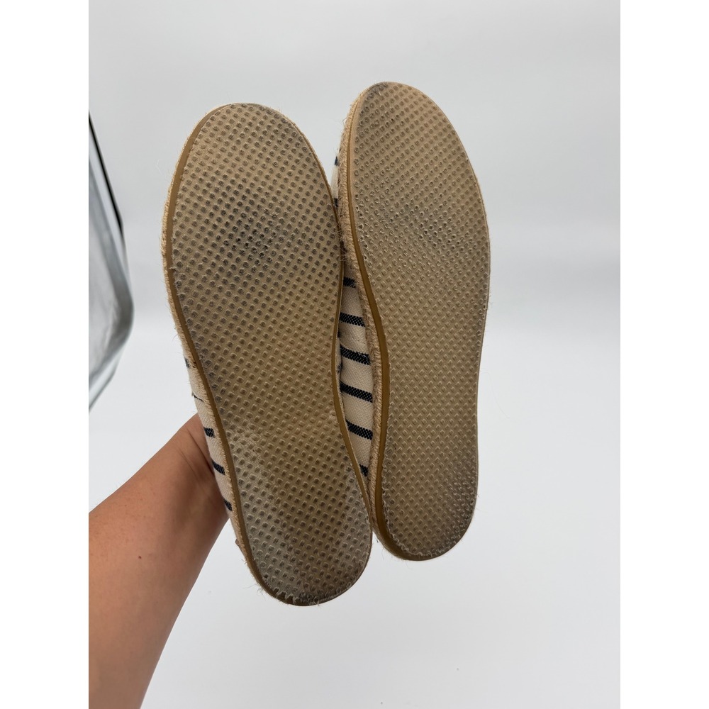 TOMS Classic Floral Embroidery Woven Stripe Alpargata Women Size 10 Cream Navy - Picture 5 of 9